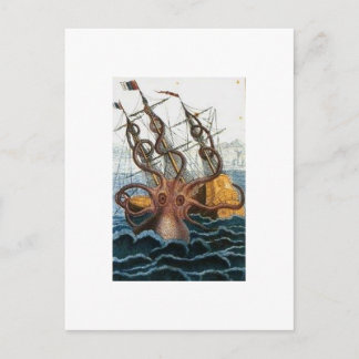 Cartão Postal Kraken Steampunk Octopus Vintage