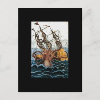 Cartão Postal Kraken Steampunk Octopus Vintage