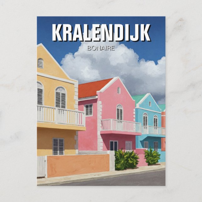 Cartão Postal Kralendijk Bonaire Caribe neerlandês (Frente)