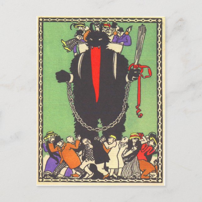 Cartão Postal Krampus Coletando as Pessoas Más (Frente)