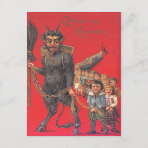 Cartão Postal Krampus Com Crianças Más