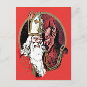 Cartão Postal Krampus do Papai Noel Vermelho