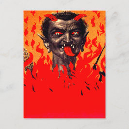 Cartão Postal Krampus Emergindo do Inferno