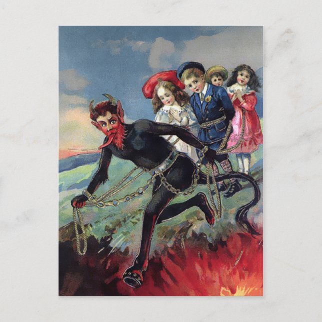 Cartão Postal Krampus indo para o inferno (Frente)