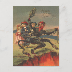 Cartão Postal Krampus Levando Crianças Más para o Inferno