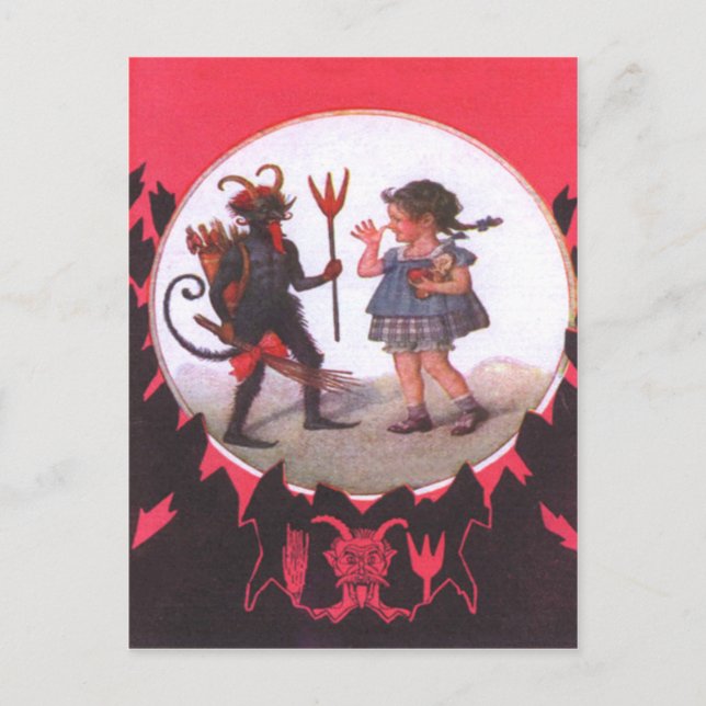 Cartão Postal Krampus & Menina (Frente)