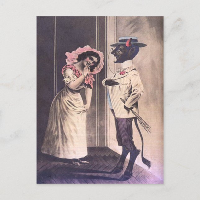 Cartão Postal Krampus Pegando Data (Frente)