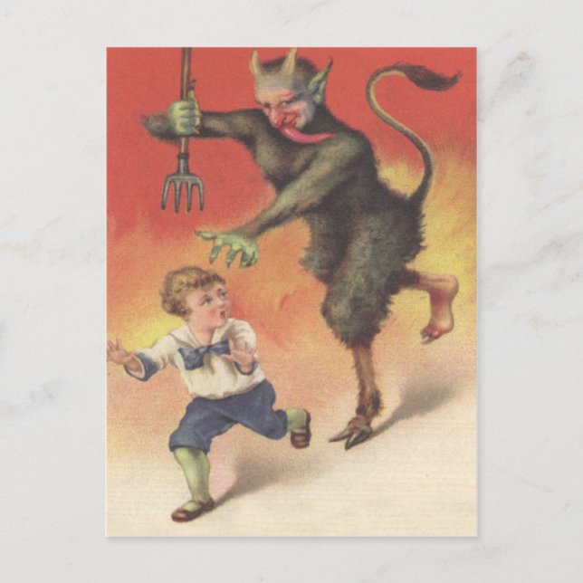 Cartão Postal Krampus Perseguindo Criança (Frente)