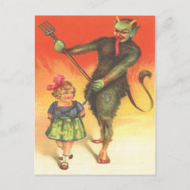 Cartão Postal Krampus Punindo Criança