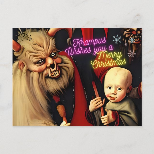 Cartão Postal Krampus quer um Feliz Natal (Frente)