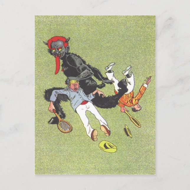 Cartão Postal Krampus sequestrando homens (Frente)