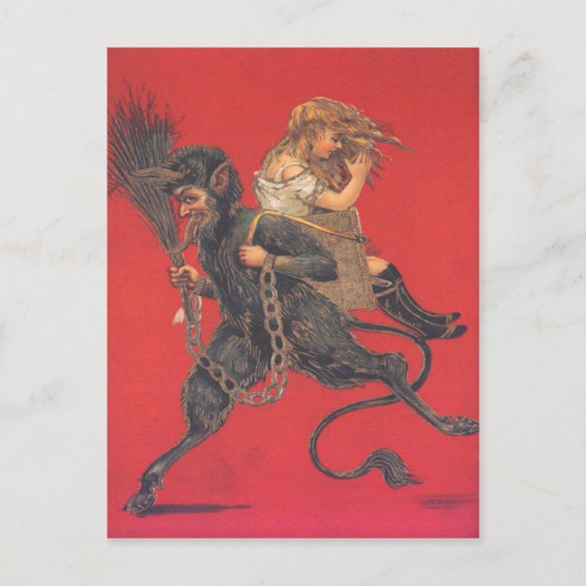 Cartão Postal Krampus Seqüestrando Menina (Frente)