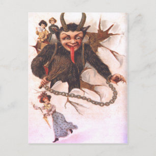Cartão Postal Krampus Seqüestrando Mulheres