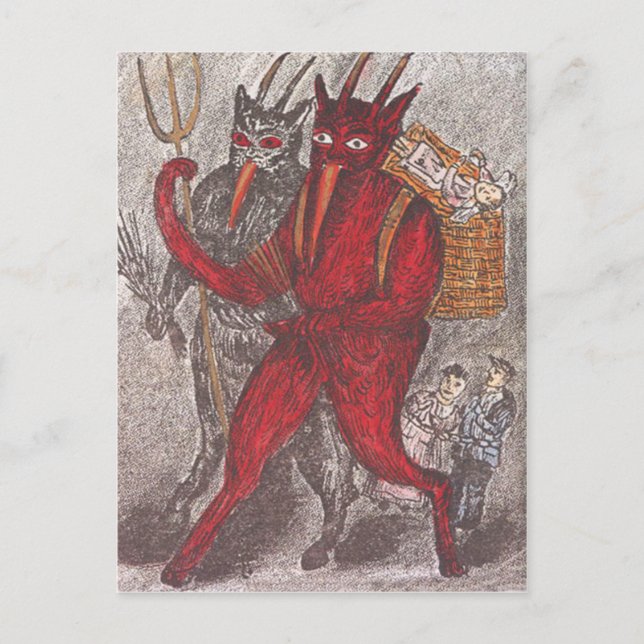 Cartão Postal Krampus Tomando Criança (Frente)