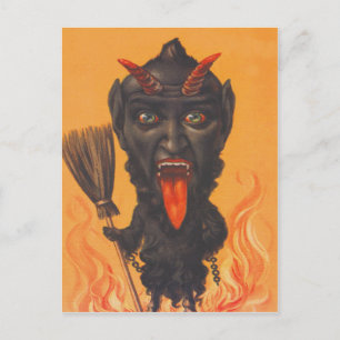 Cartão Postal Krampus Vassoura Inferno Correntes