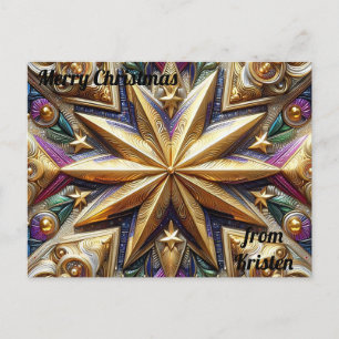 Cartão Postal KRISTEN ~ CHRISTMAS ~ Padrão de estrelas 3D ~