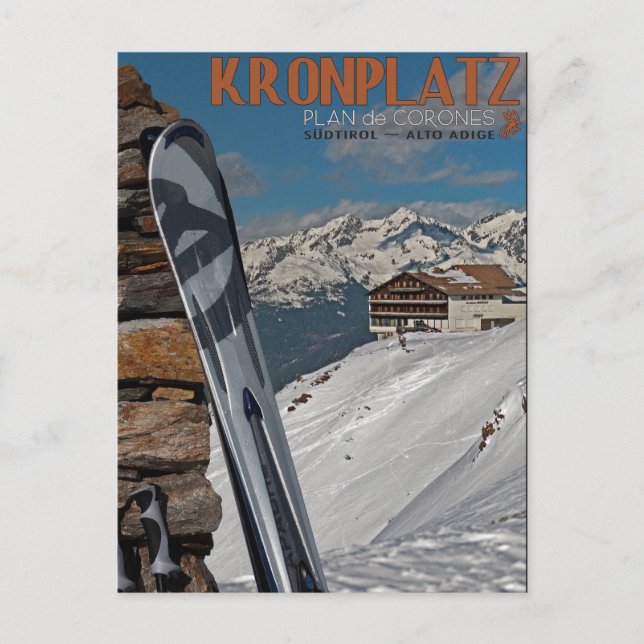 Cartão Postal Kronplatz Skis (Frente)