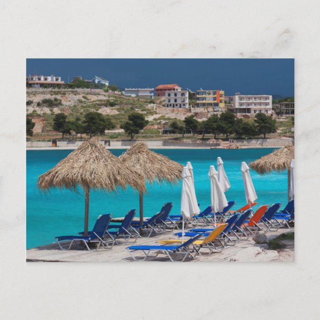 Cartão Postal Ksamil, praia da cidade (Frente)