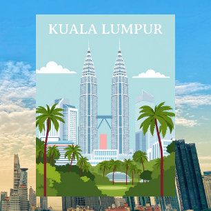 Cartão Postal Kuala Lumpur Malásia Petronas Torres Moderna