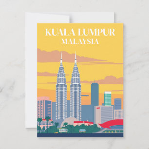 Cartão Postal Kuala Lumpur Malásia Vintage Towyscape
