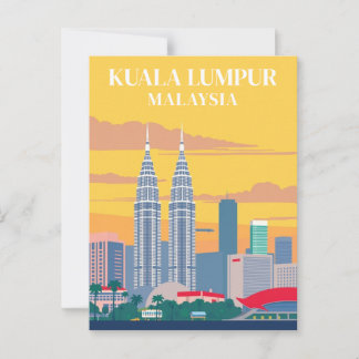 Cartão Postal Kuala Lumpur Malásia Vintage Towyscape