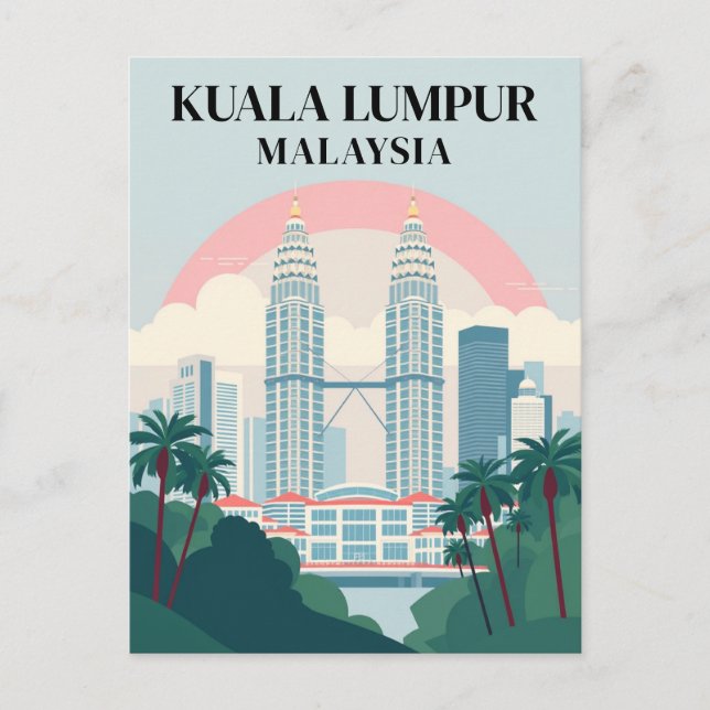 Cartão Postal Kuala Lumpur Malásia Vintage Viagem (Frente)