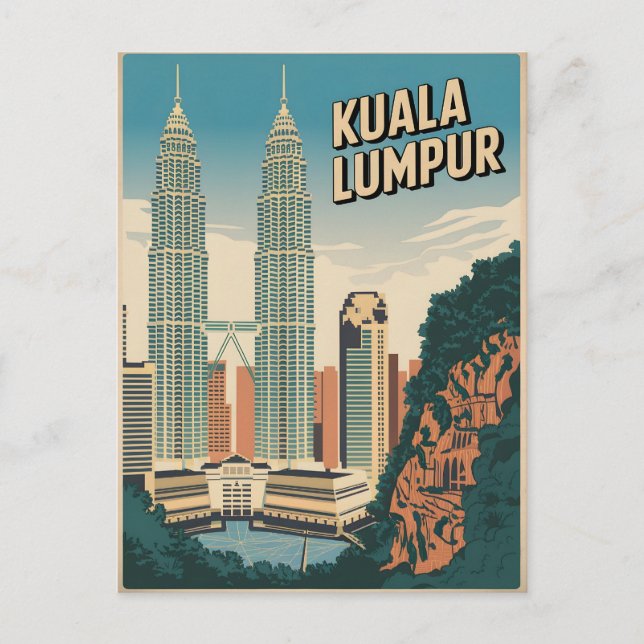 Cartão Postal Kuala Lumpur retrô (Frente)