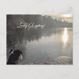 Cartão Postal Kuhsee am Morgen mit Hund in Augsburg