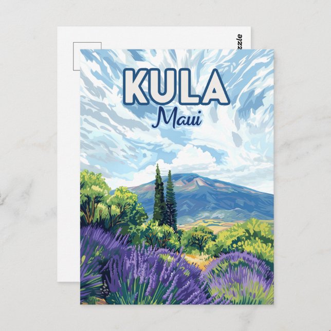 Cartão Postal Kula Maui Haleakala Hawaii - Lavanda Retro (Frente/Verso)