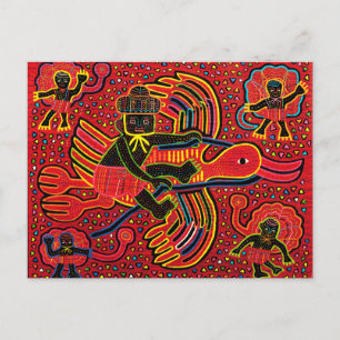 Cartão Postal Kuna Indian Storey Tringing Design