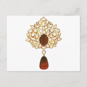 Cartão Postal Kundan & ruby brooch