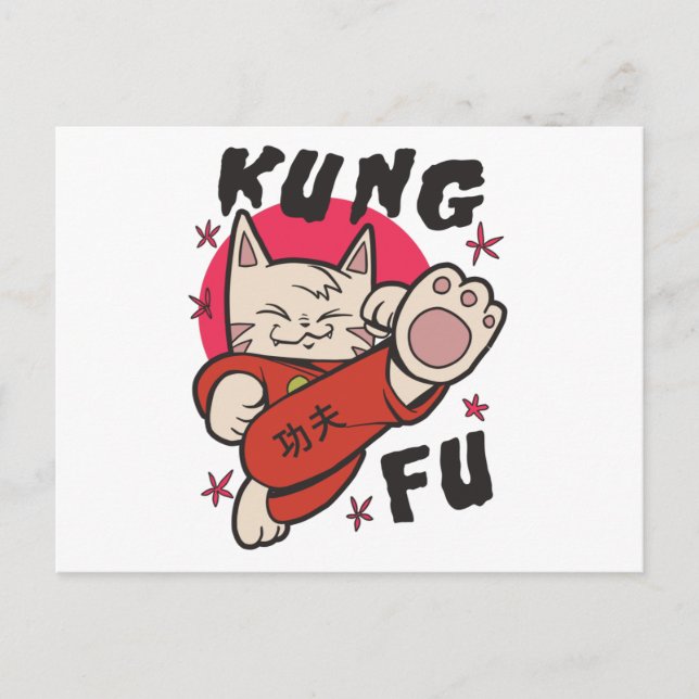 Cartão Postal Kung Fu Cat (Frente)