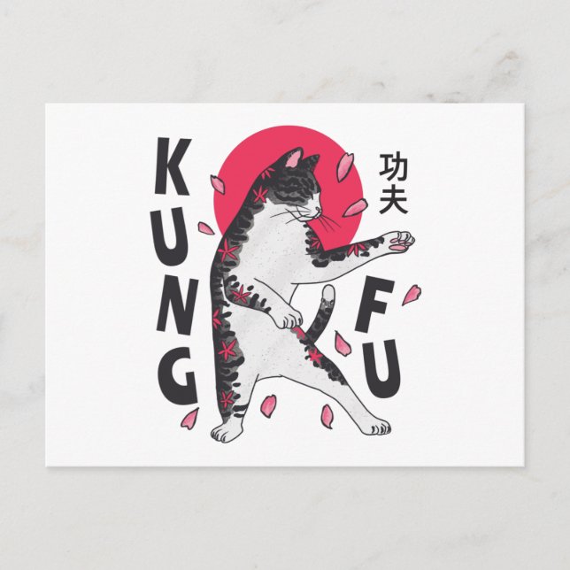Cartão Postal Kung Fu Cat (Frente)