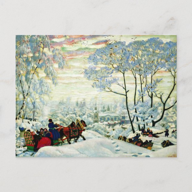 Cartão Postal Kustodiev - Inverno (Frente)