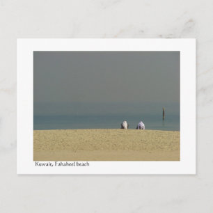 Cartão Postal Kuwait, Pessoas na praia de Fahaheel