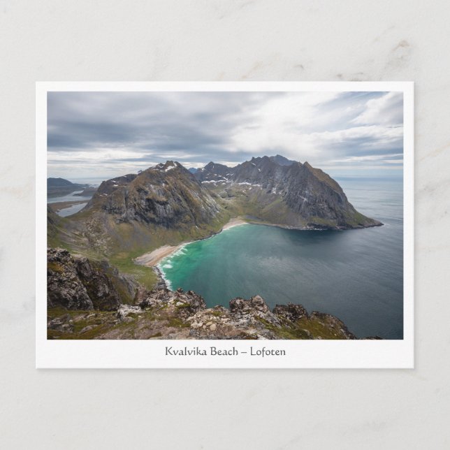 Cartão Postal Kvalvika Beach Lofoten (Frente)