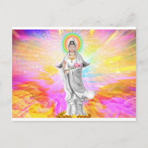 Cartão Postal Kwan Yin A Deusa da Compaixão com Rosa