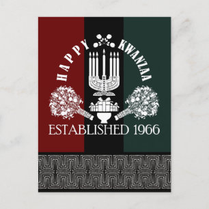 Cartão Postal Kwanzaa Crest, Branco Verde Vermelho