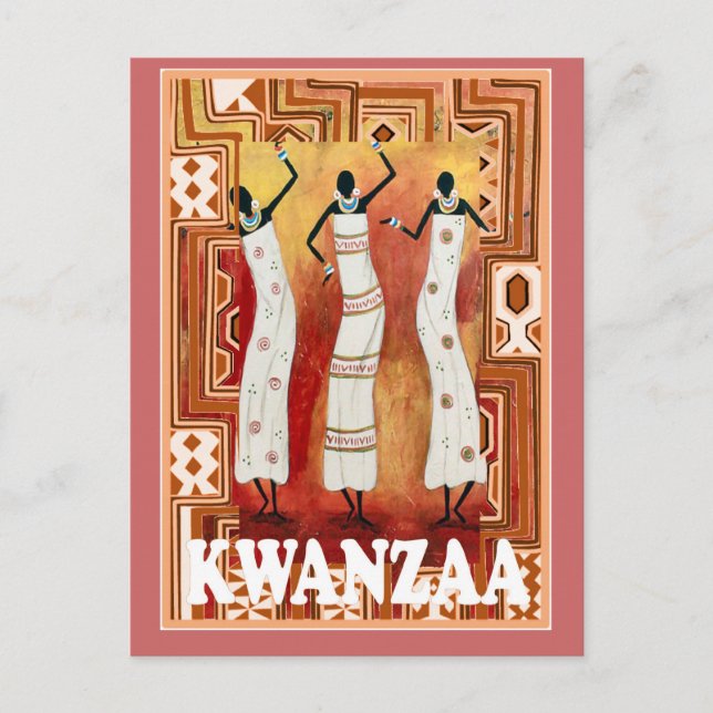 Cartão Postal Kwanzaa - damas dançantes (Frente)