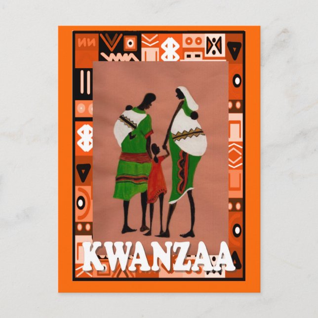 Cartão Postal Kwanzaa - Família Africana (Frente)