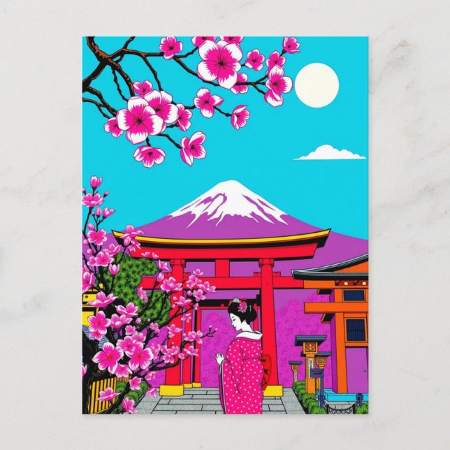 Cartão Postal Kyoto, Japão Arte de Geisha Brilhante Viagem  (Frente)