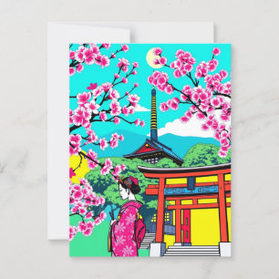 Cartão Postal Kyoto, Japão Cherry Blossom Geisha Art Viagem