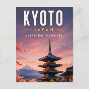 Cartão Postal 🏯 Kyoto Japão Decoração de Casa Templo Atemporal