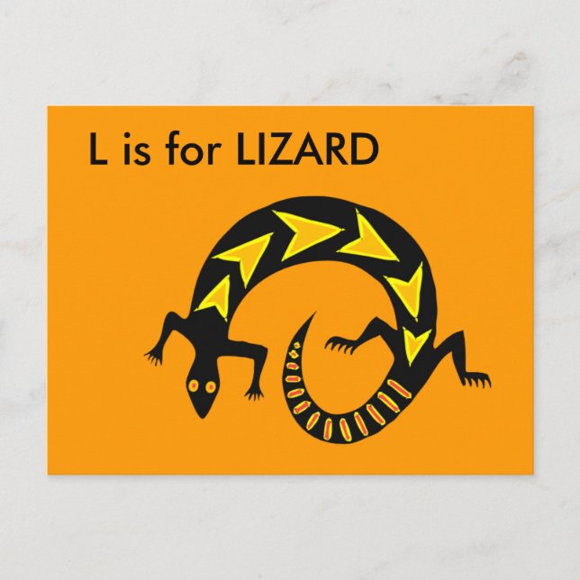 Cartão Postal "L" é para Lizard Alphabet Flashcard (Frente)