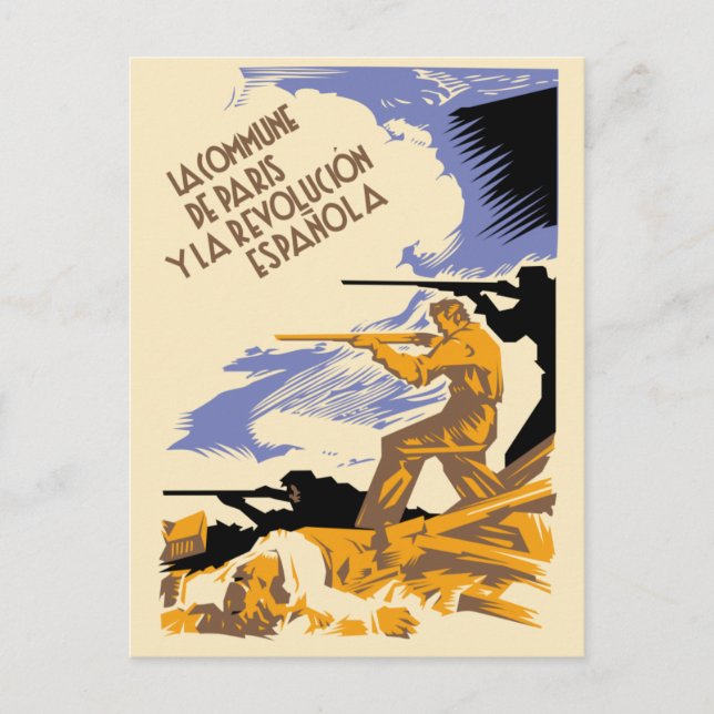 Cartão Postal La Commune de Paris Y La Revolucion Espanola (Frente)