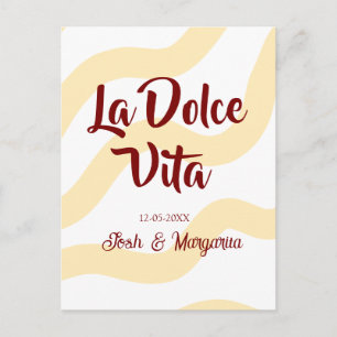 Cartão Postal La Dolce Vita casal de noivos pêssego nome cor de