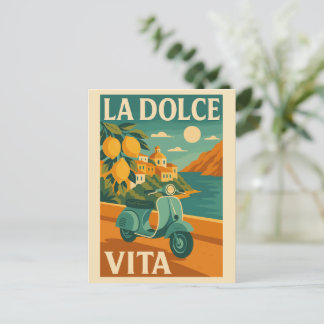 Cartão Postal La Dolce Vita - Viagem da costa italiana retrô
