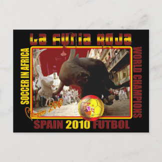 Cartão Postal La Furia Roja Spanish Bull Soccer Futbol