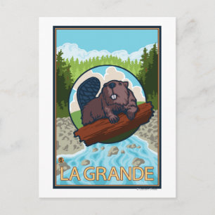 Cartão Postal La Grande, OregonBeaver e Árvores