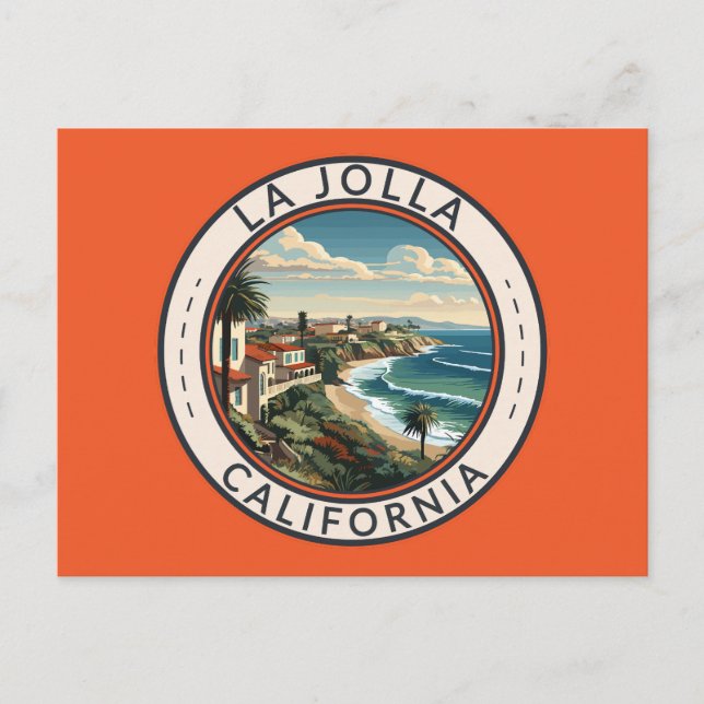 Cartão Postal La Jolla California Coastline Viagem Art Retro (Frente)